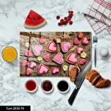 ANTİBAKTERİYEL CAM KESME TAHTASI | BASKILI KESİM TABLASI | 25x35 cm